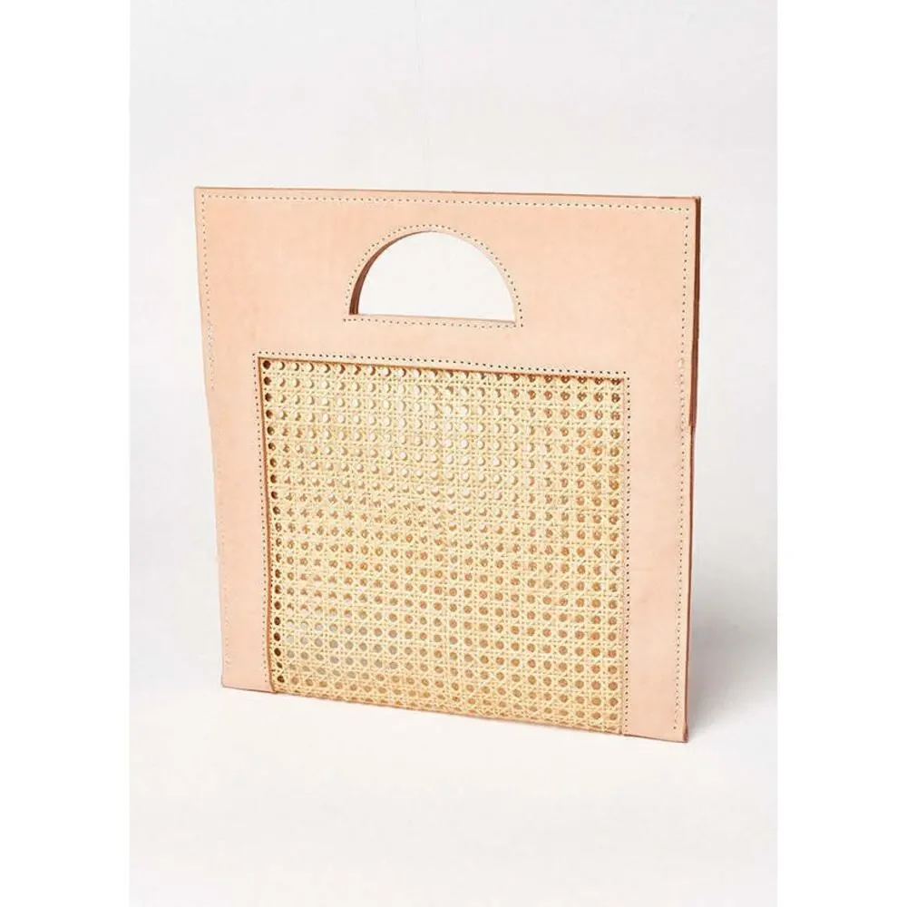 Glad & Young leather Rattan cane Clutch handbag